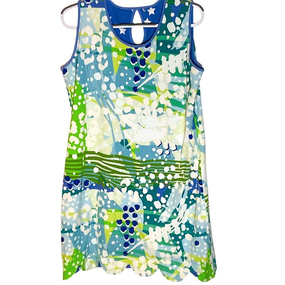 ANACLARE by 3 friends women's reversible dress cotton scalloped star tropical XL - Picture 4 of 7